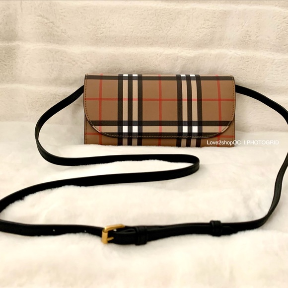 BURBERRY Detachable Strap Check Leather Wallet - Picture 15 of 15